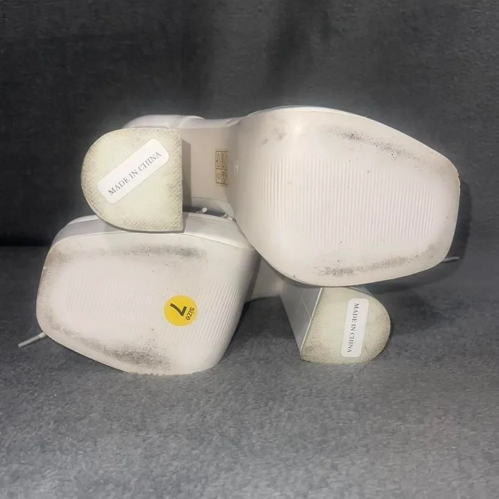 Public Desire White Platform Boots Women's size 7